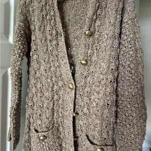 Vintage Juicy Couture Cozy Tan Cable Knit cardigan